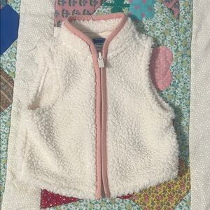 Old navy Cream Sherpa Vest with Pink Trim